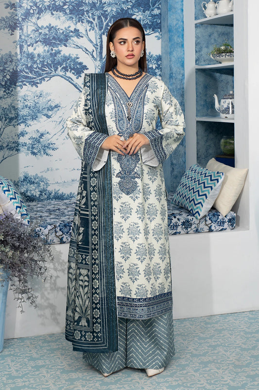 Misty Grey Mehek Embroidery Palazzo Suit