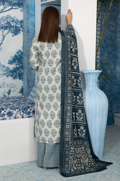Misty Grey Mehek Embroidery Palazzo Suit