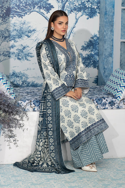 Misty Grey Mehek Embroidery Palazzo Suit