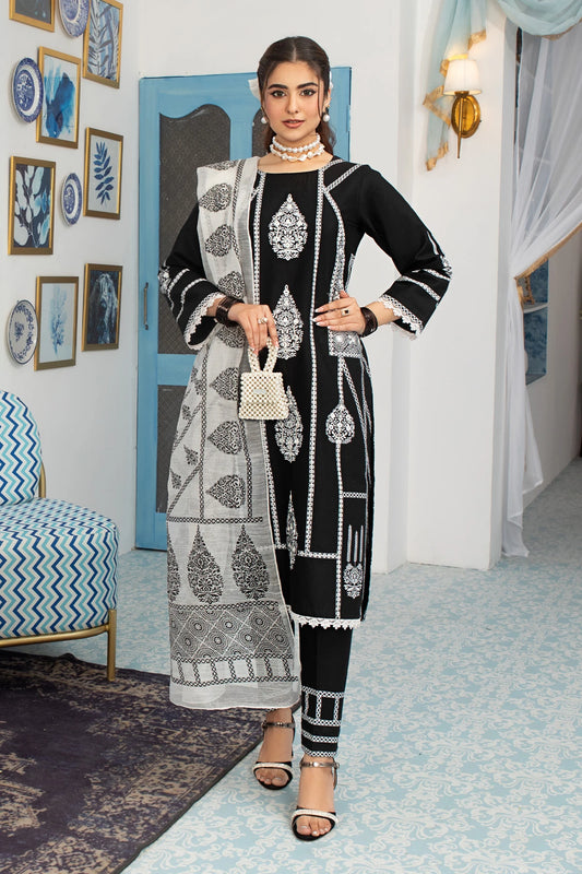 Nior Black Mehek Trouser Kameez Suit