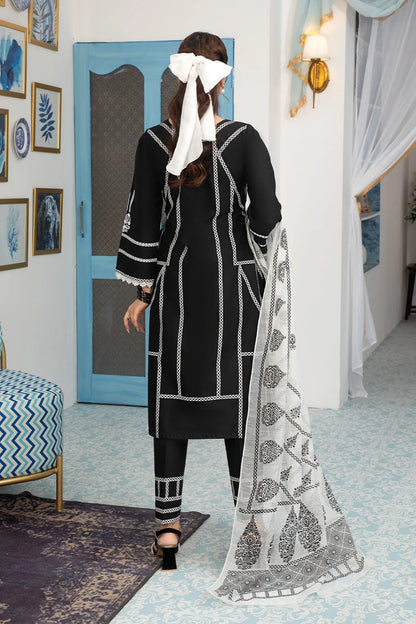 Nior Black Mehek Trouser Kameez Suit