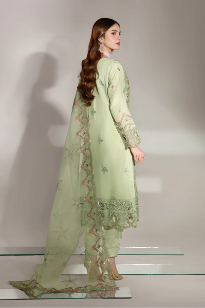 Sage Green Embellished Organza Suit | Mahnur Collection | Doli London Bridal Wear