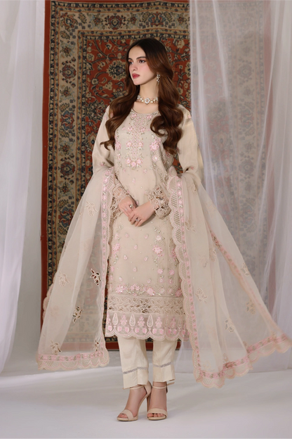 Ivory Embellished Organza Suit | Mahnur Collection | Doli London Bridal Wear