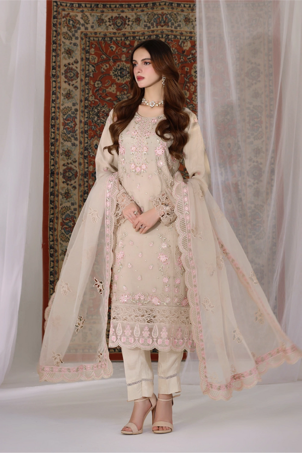 Ivory Embellished Organza Suit | Mahnur Collection | Doli London Bridal Wear