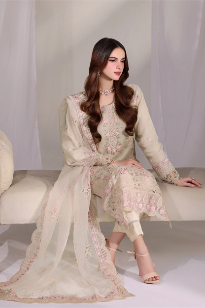 Ivory Embellished Organza Suit | Mahnur Collection | Doli London Bridal Wear