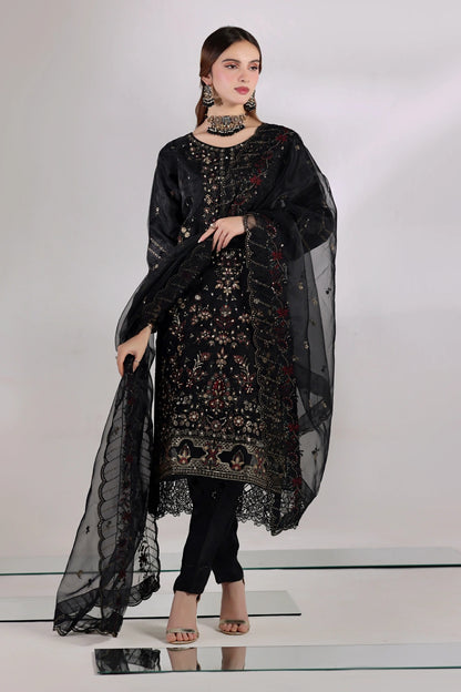 Black Embellished Organza Suit | Mahnur Collection | Doli London Bridal Wear