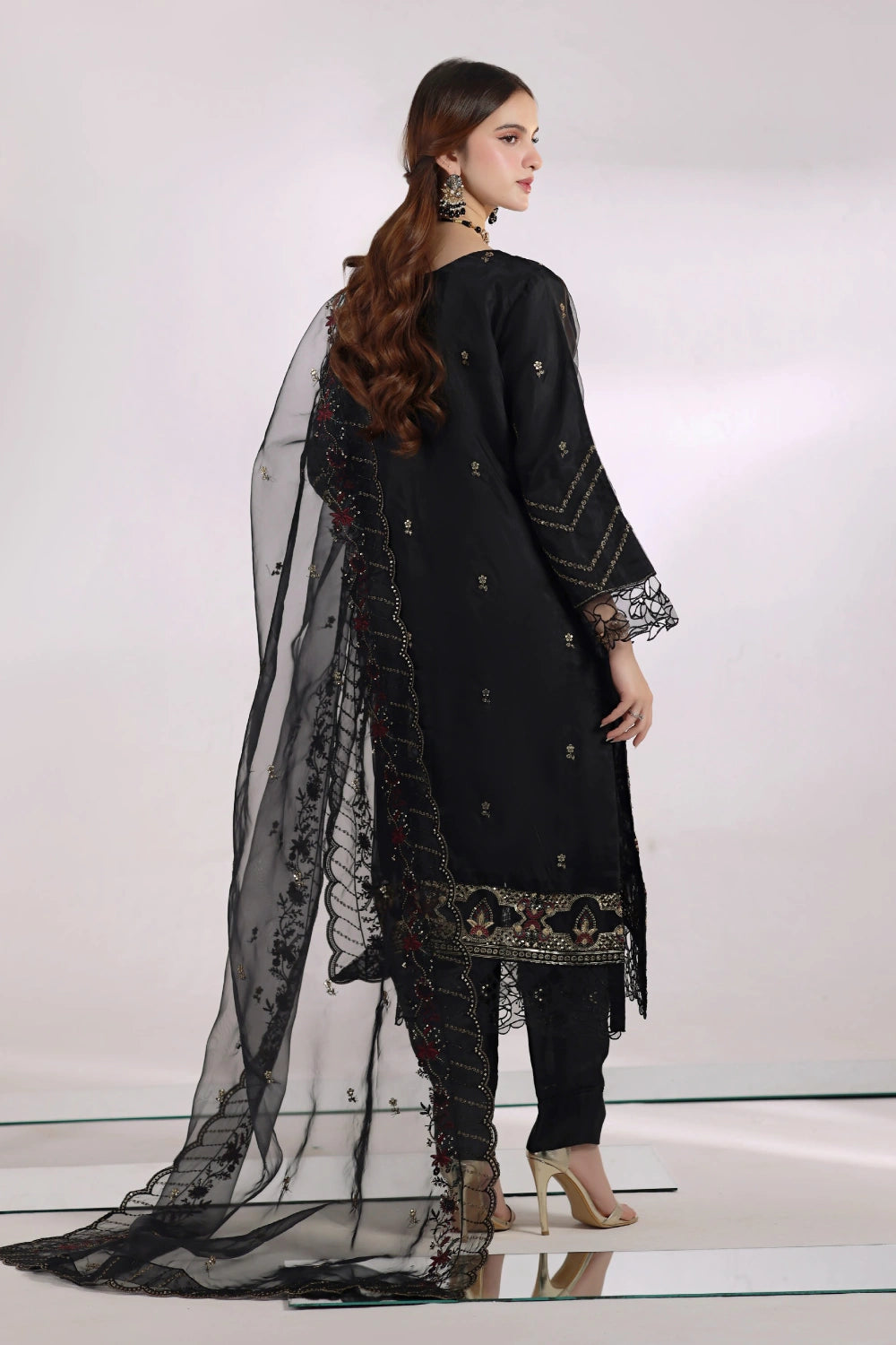 Black Embellished Organza Suit | Mahnur Collection | Doli London Bridal Wear