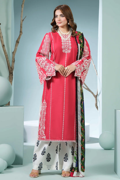 Coral Pink Embroidered Kurta Set | Ready to Wear | Doli London
