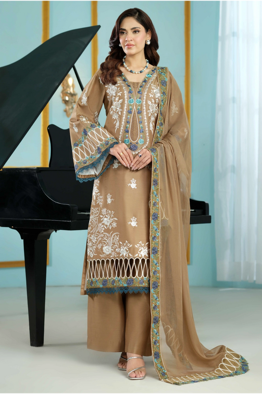 Beige Embroidered Kurta Set | Ready to Wear | Doli London