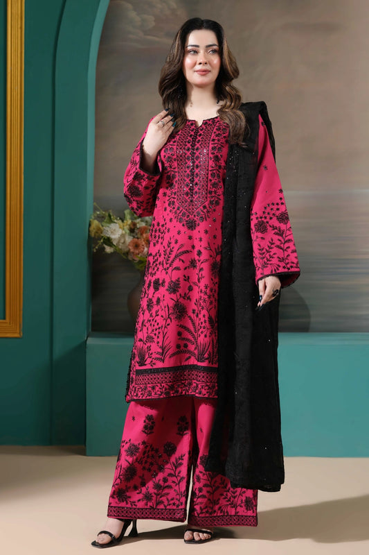 Hot Pink Printed Kurta Set | Ready to Wear | Doli London