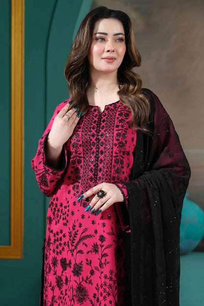 Hot Pink Printed Kurta Set | Ready to Wear | Doli London