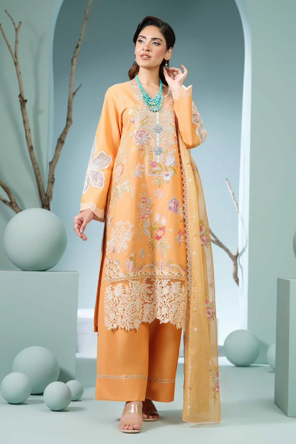 Peach Embroidered Kurta Set | Ready to Wear | Doli London