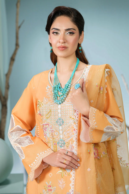 Peach Embroidered Kurta Set | Ready to Wear | Doli London