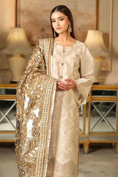 Ivory Gold Foil Kurta Set | Ready to Wear | Doli London