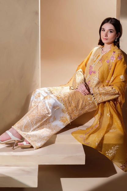 Mustard Yellow Embroidered Kurta Set | Ready to Wear | Doli London