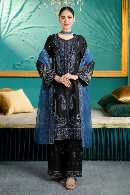 Black & Blue Embroidered Kurta Set | Ready to Wear | Doli London