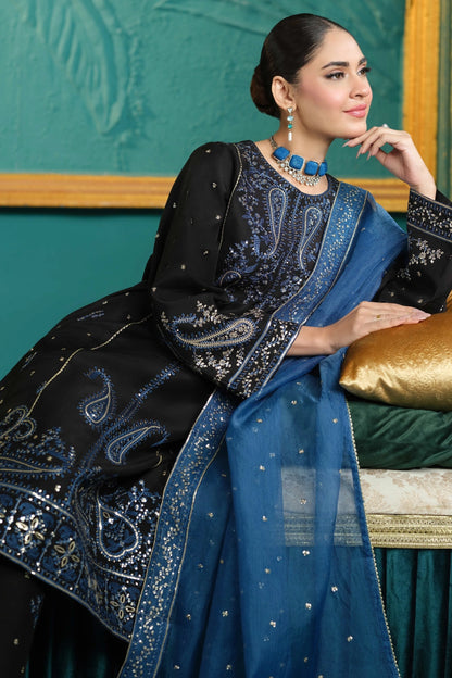 Black & Blue Embroidered Kurta Set | Ready to Wear | Doli London