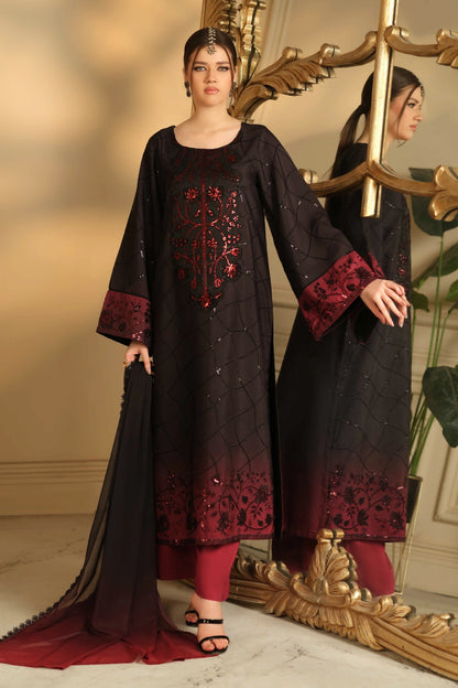 Black Ombre Embellished Kurta Set | Ready to Wear | Doli London