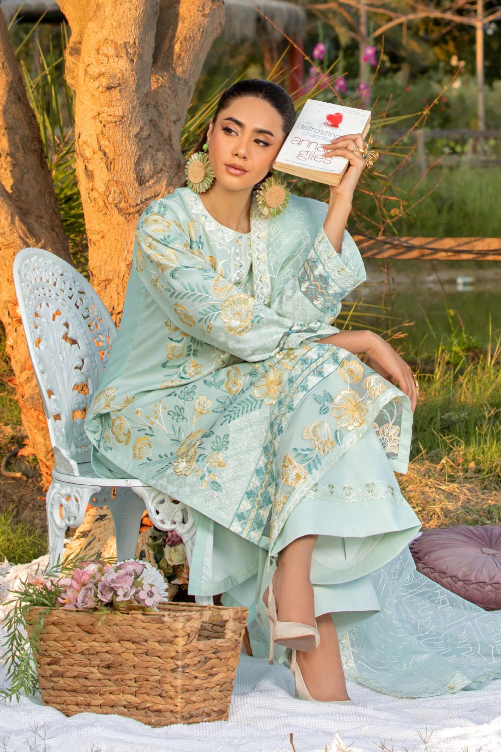 Mint Green Embroidered Kurta Set | Ready to Wear | Doli London