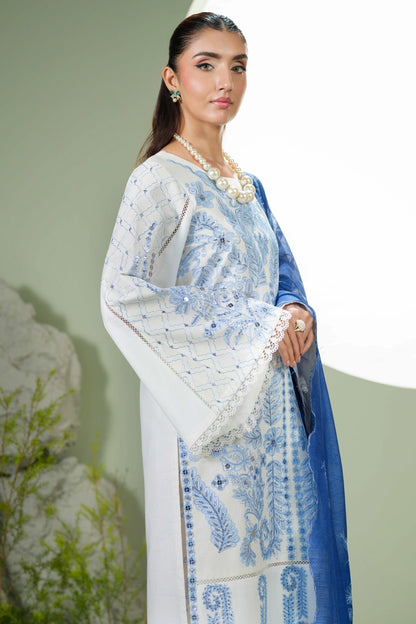 Ivory & Blue Embroidered Kurta Set | Ready to Wear | Doli London
