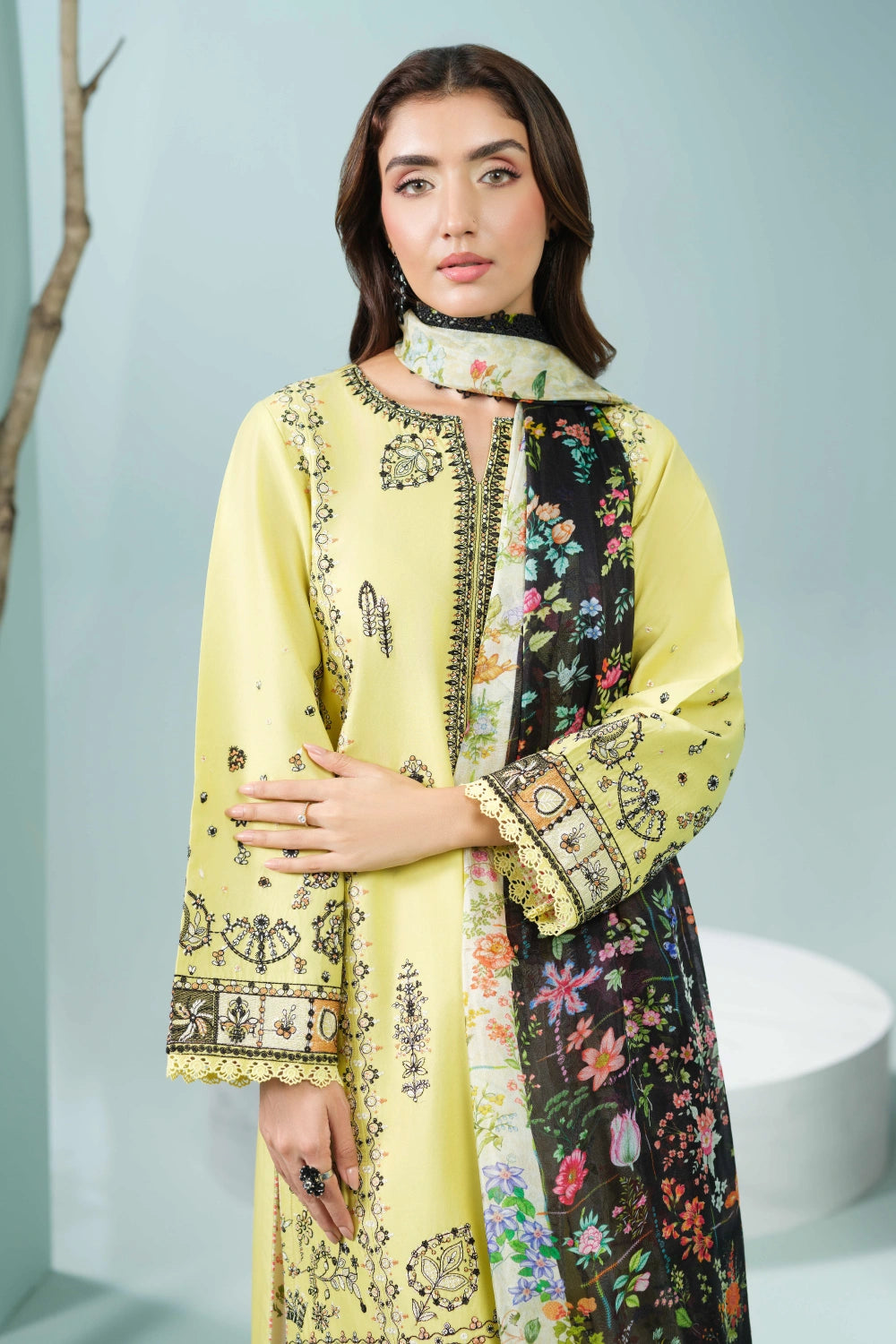 Yellow Printed Kurta Set | Ready to Wear | Doli London