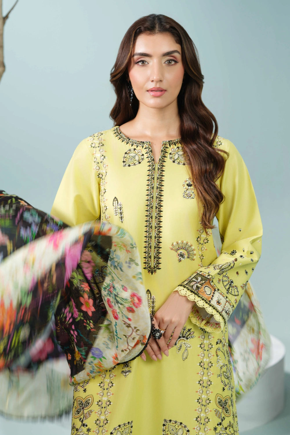 Yellow Printed Kurta Set | Ready to Wear | Doli London