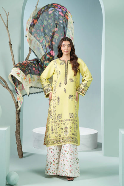 Yellow Printed Kurta Set | Ready to Wear | Doli London