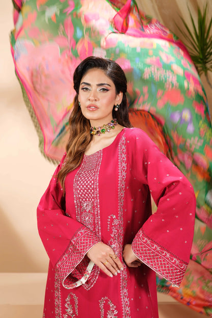 Rani Pink Embroidered Kurta Set | Ready to Wear | Doli London