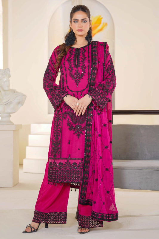 Magenta & Black Embroidered Kurta Set | Ready to Wear | Doli London