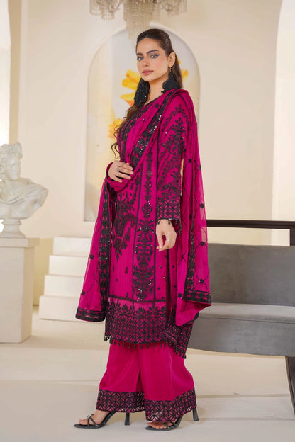 Magenta & Black Embroidered Kurta Set | Ready to Wear | Doli London