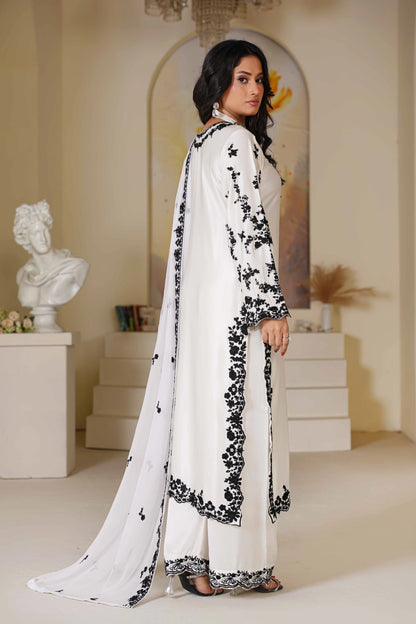 White & Black Embroidered Kurta Set | Ready to Wear | Doli London