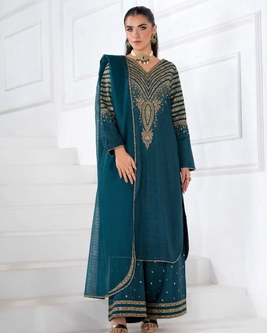 TEAL BLUE ALIZAH HEAVY EMBROIDERED COLLECTION DNZ NO-21