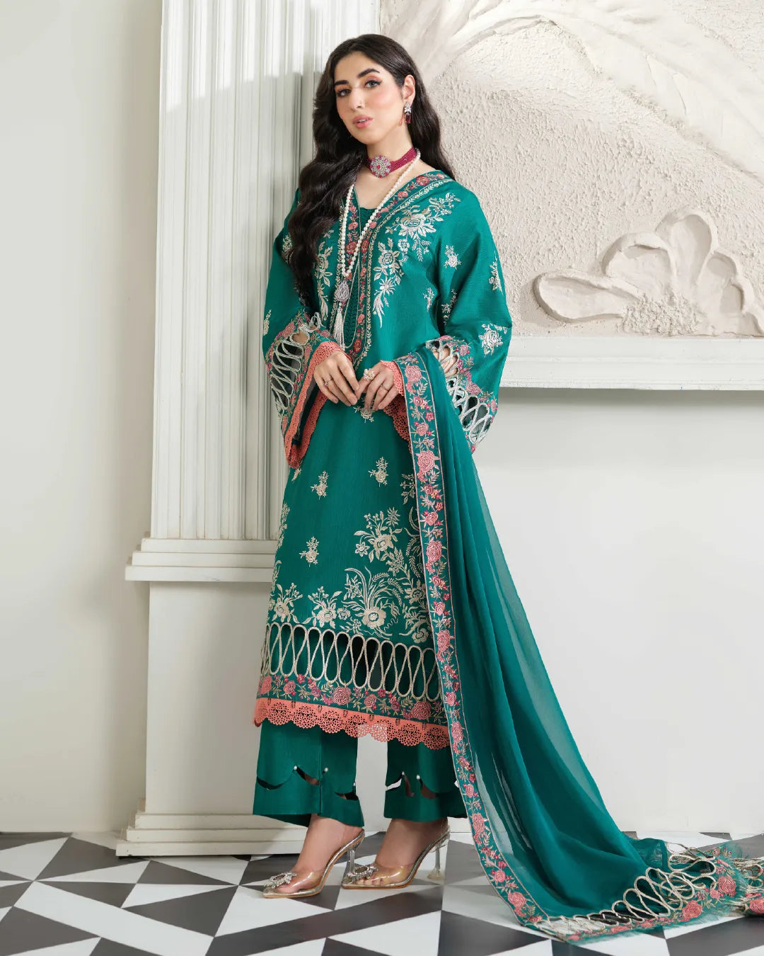 GREEN ALIZAH HEAVY EMBROIDERY COLLECTION DNZ NO-10