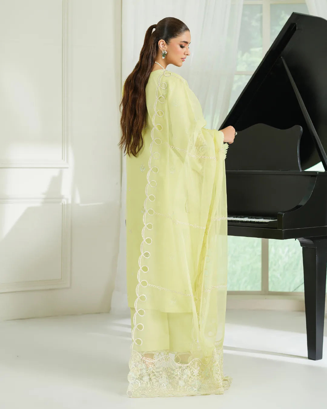 LIME GREEN ALIZAH HEAVY EMBROIDERED COLLECTION DNZ NO-12