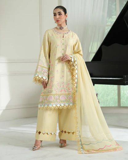 LIGHT YELLOW ALIZAH HEAVY EMBROIDERED DNZ NO-9