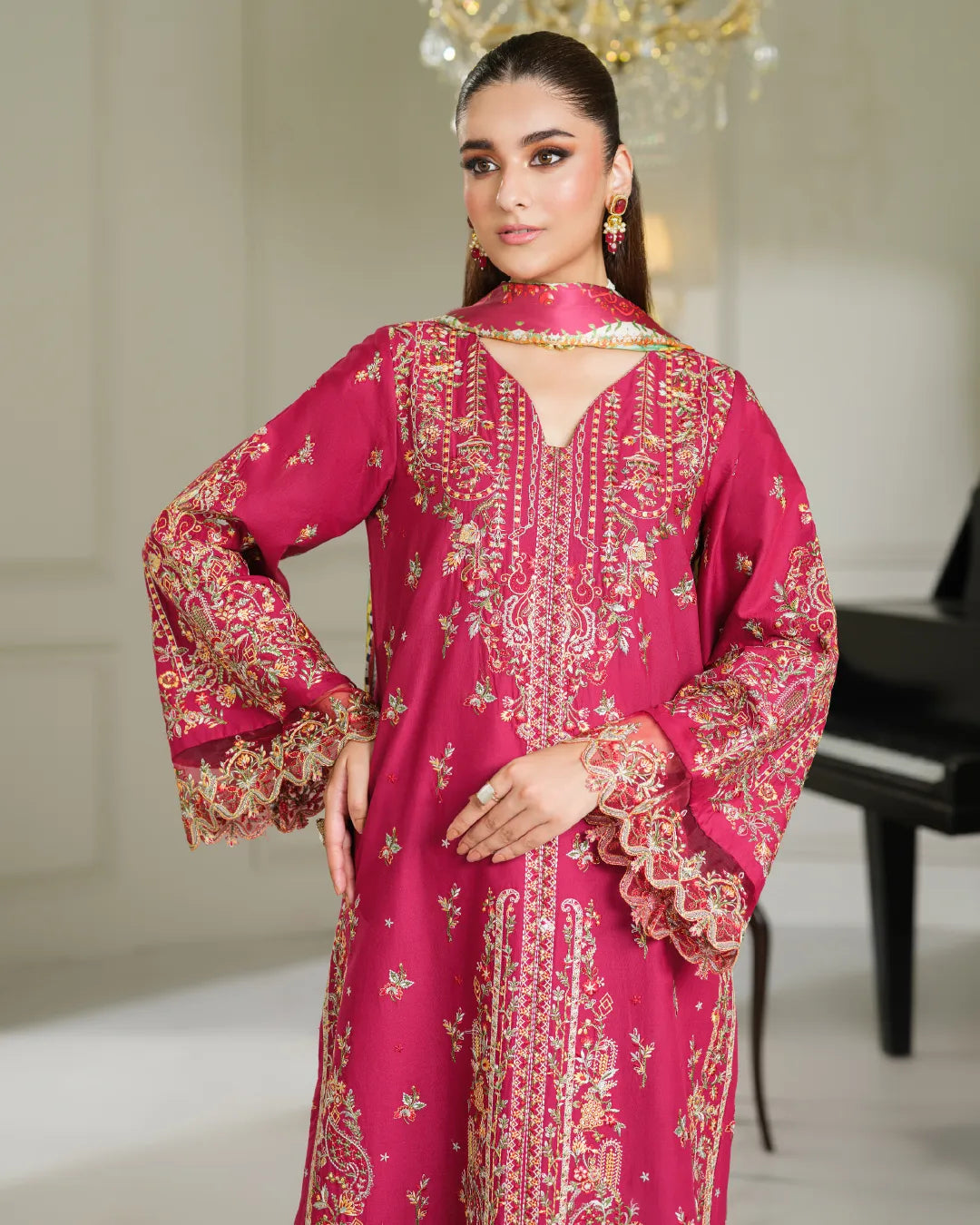 MAGENTA PINK ALIZAH HEAVY EMBROIDERED COLLECTION DNZ NO-20