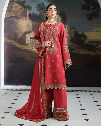 RED ALIZAH HEAVY EMBROIDERED DNZ NO-15