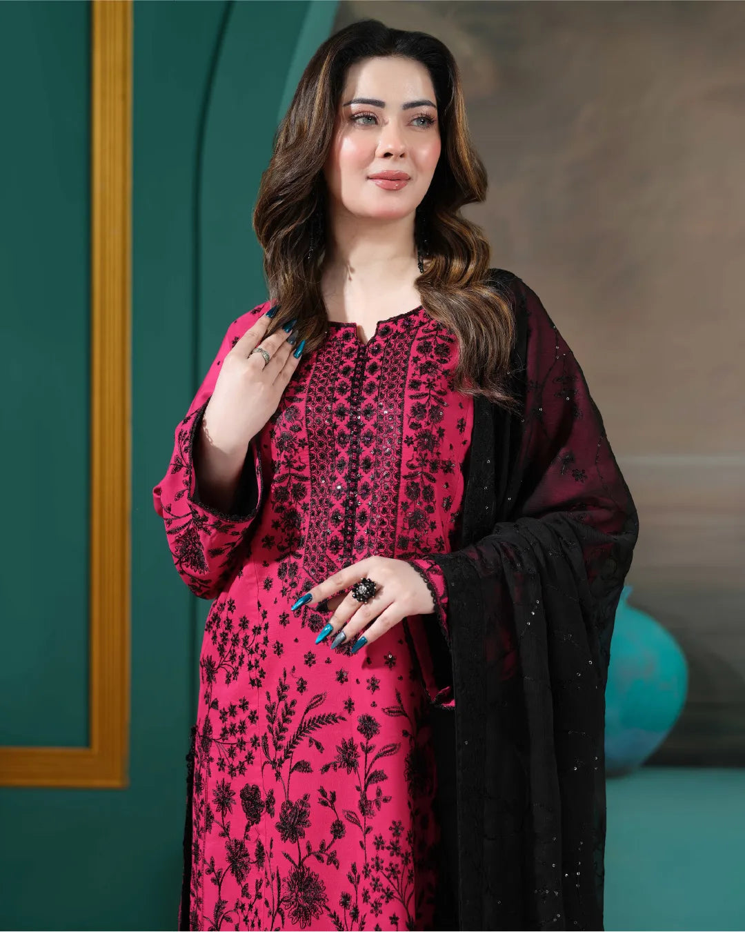 PINK ALIZAH HEAVY EMBROIDERED COLLECTIOND DNZ NO-29