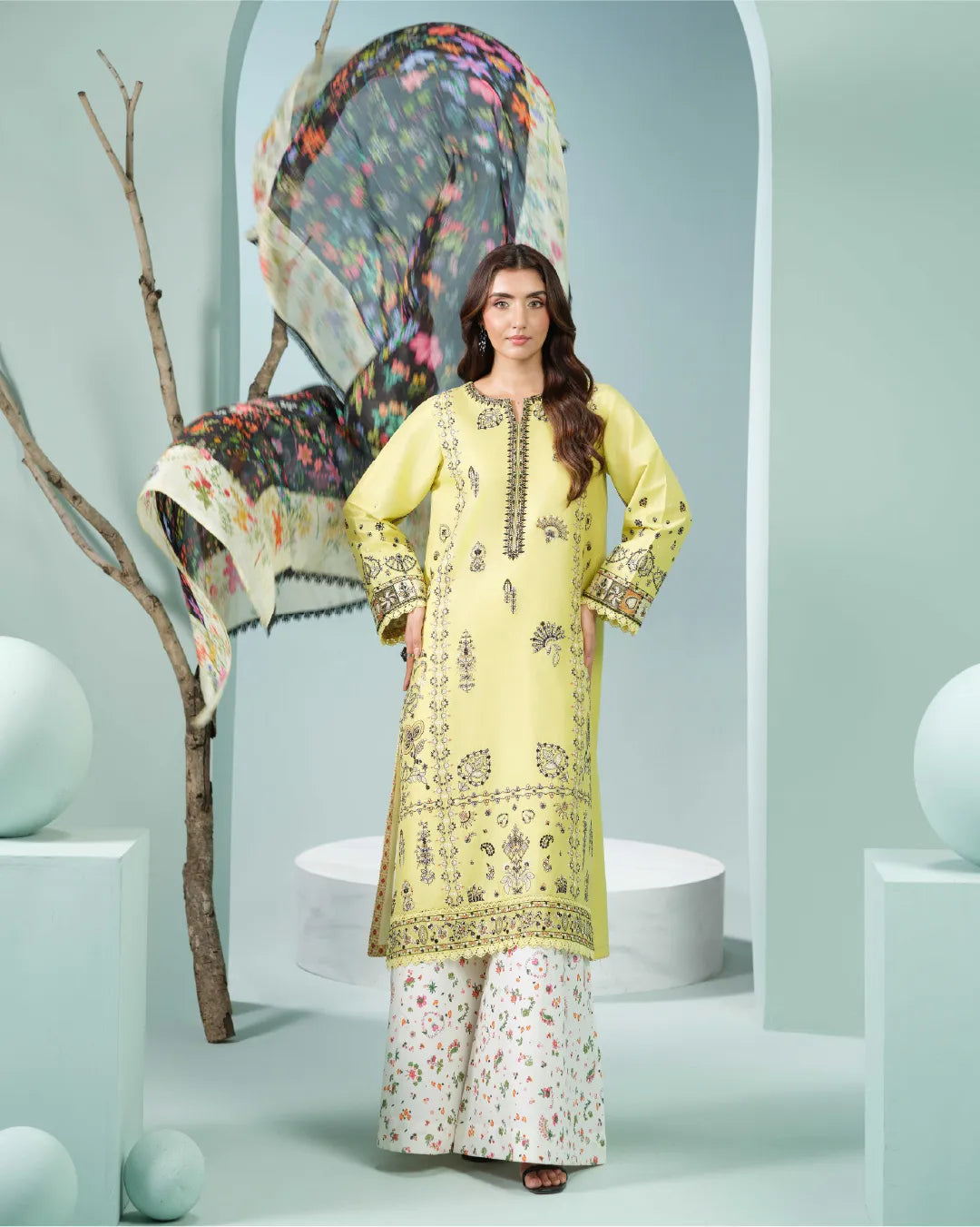 CHARTREUSE ALIZAH HEAVY EMBROIDERED DNZ NO-17