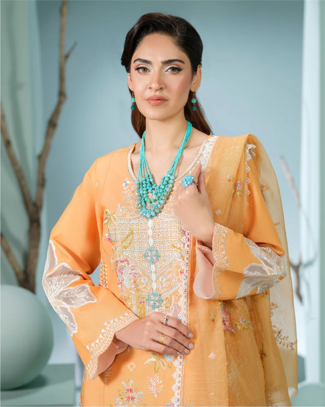 BURNT ORANGE ALIZAH HEAVY EMBROIDERED COLLECTION DNZ NO-26