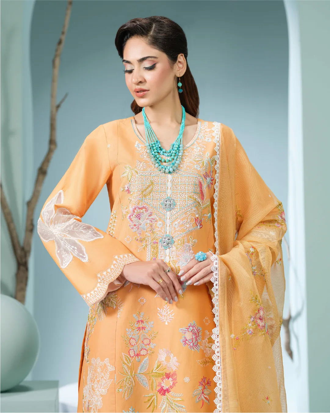 BURNT ORANGE ALIZAH HEAVY EMBROIDERED COLLECTION DNZ NO-26
