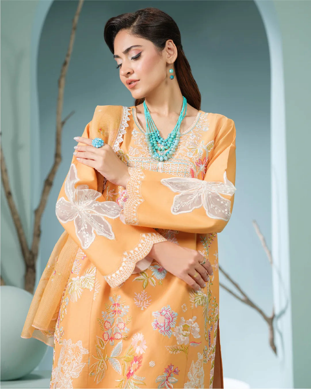 BURNT ORANGE ALIZAH HEAVY EMBROIDERED COLLECTION DNZ NO-26