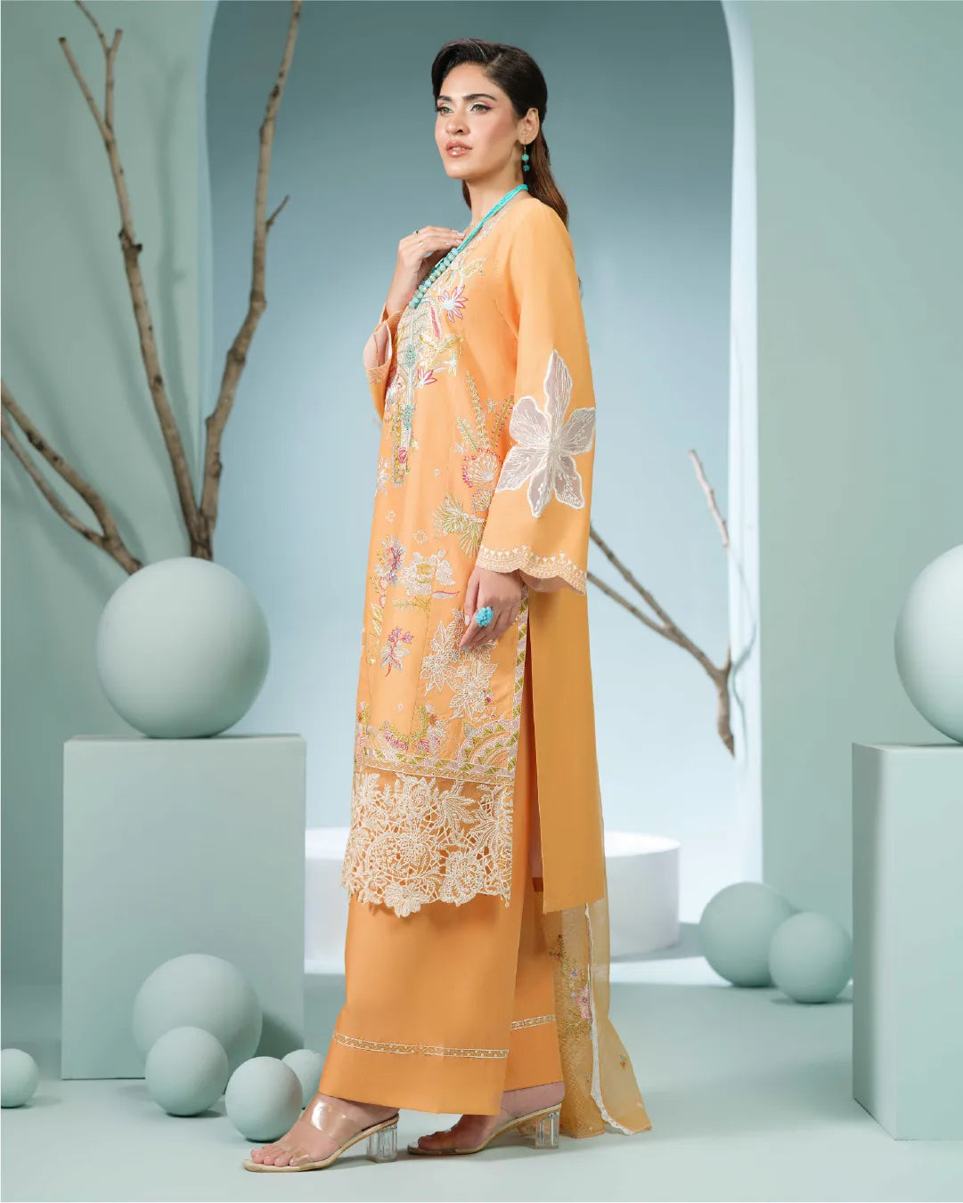 BURNT ORANGE ALIZAH HEAVY EMBROIDERED COLLECTION DNZ NO-26