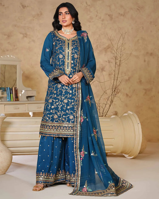 TEAL BLUE ZOYA HEAVY DESIGNER COLLECTION DNZ NO-1962