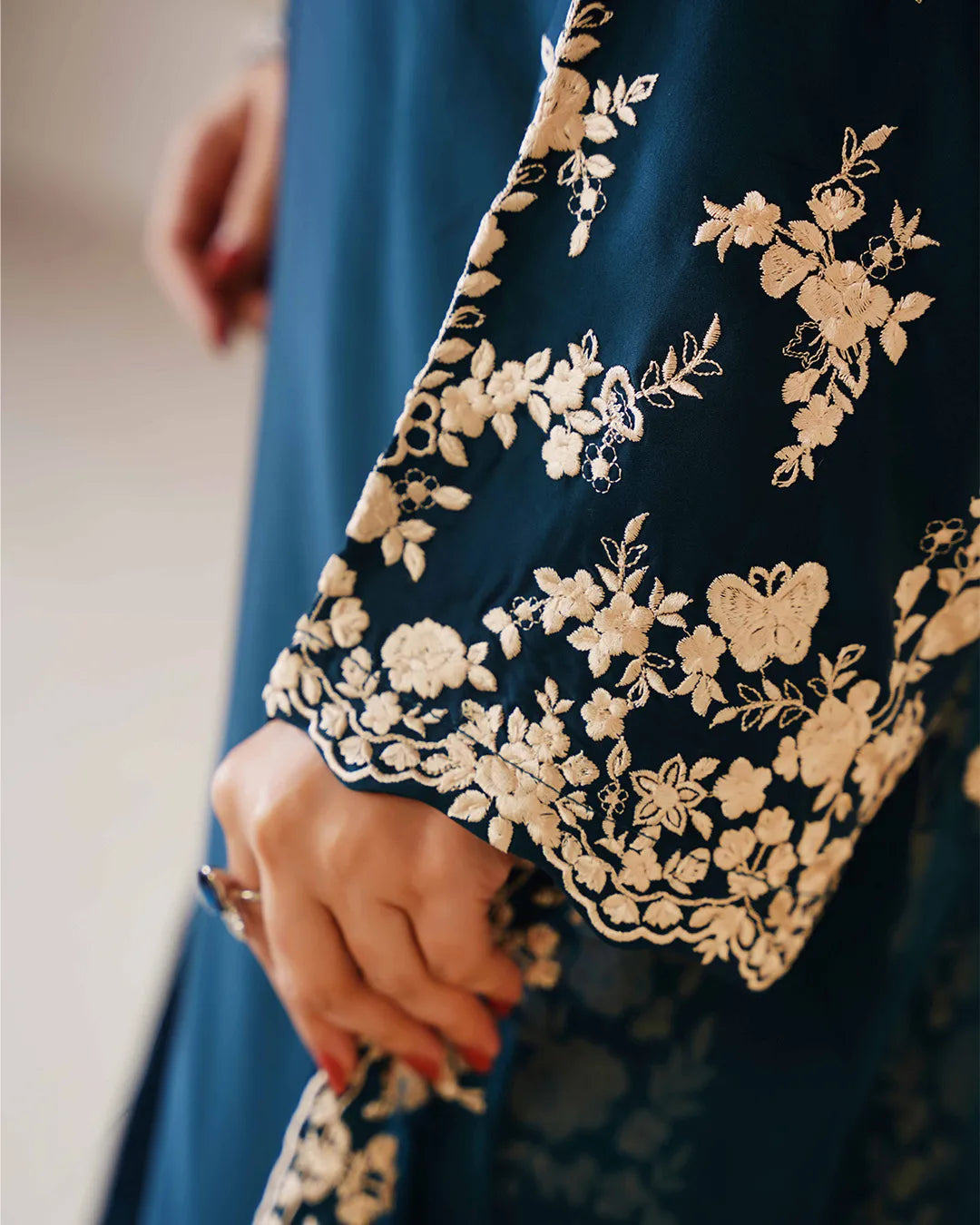 TEAL BLUE ZOYA HEAVY DESIGNER EMBROIDERD COLLECTION DNZ NO-1141