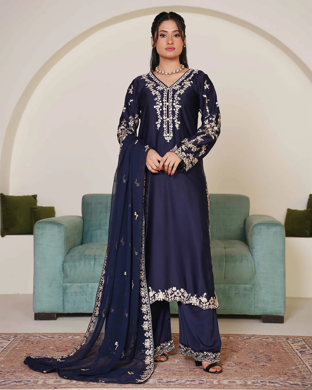 NAVY BLUE ZOYA HEAVY DESIGNER COLLECTION DNZ NO-1141