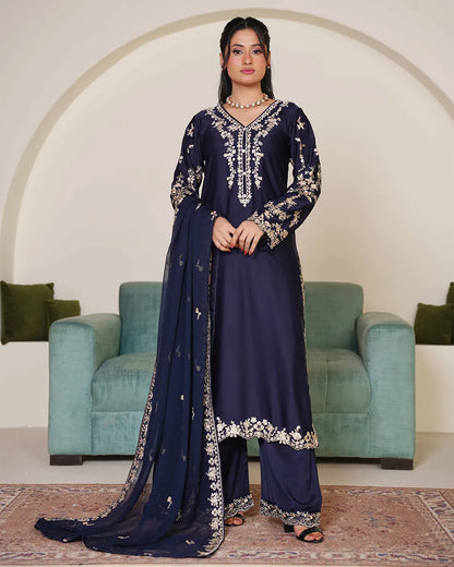 NAVY BLUE ZOYA HEAVY DESIGNER COLLECTION DNZ NO-1141