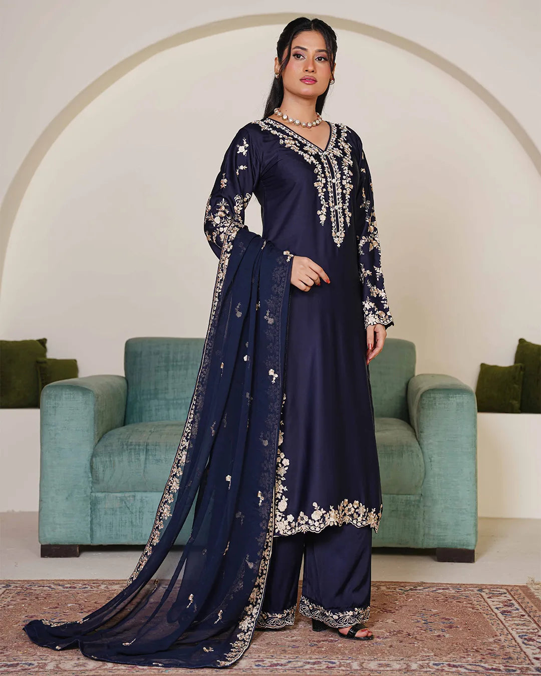 NAVY BLUE ZOYA HEAVY DESIGNER COLLECTION DNZ NO-1141