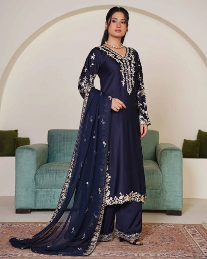 NAVY BLUE ZOYA HEAVY DESIGNER COLLECTION DNZ NO-1141