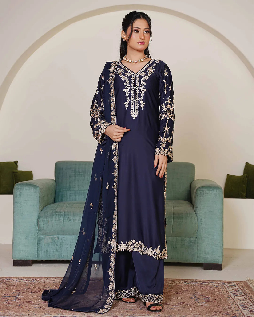 NAVY BLUE ZOYA HEAVY DESIGNER COLLECTION DNZ NO-1141